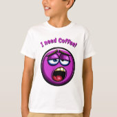 Grappige Paarse vermoeide emoji Kinder T-shirt (Voorkant)