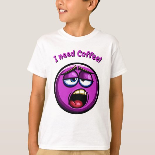 Grappige Paarse vermoeide emoji Kinder T-shirt (Voorkant)