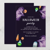 Grappige paarse waterverf geest. Halloweenfeest Kaart (Voorkant / Achterkant)