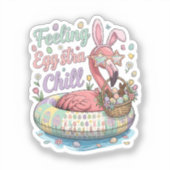 Grappige Paas Flamingo Gevoel Eggstra Chille Cute Sticker (Voorkant)
