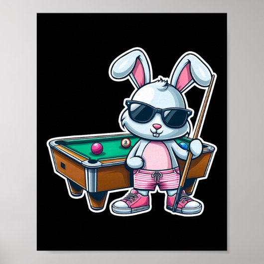 Grappige Paasdag Bunny Dunking Biljart Boys Kinder Poster (Voorkant)