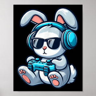 Grappige Paasdag Gamer Bunny Spring Easter Gaming Poster
