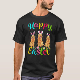 Grappige Paasei Konijn Goud Retriever Hond Gelukki T-shirt