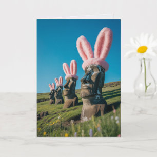 Grappige Paaseiland Pasen Kaart Moai Humor Groet
