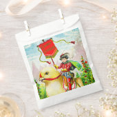 Grappige paasgroeten: ruiter op reusachtige kuiken bedankzakje (Geknipt)