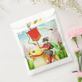 Grappige paasgroeten: ruiter op reusachtige kuiken bedankzakje (Gezegeld)