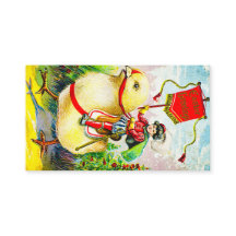 Grappige paasgroeten: ruiter op reusachtige kuiken