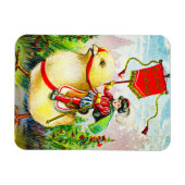 Grappige paasgroeten: ruiter op reusachtige kuiken magneet (Horizontaal)