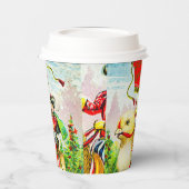 Grappige paasgroeten: ruiter op reusachtige kuiken papieren bekers (Links)