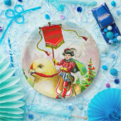 Grappige paasgroeten: ruiter op reusachtige kuiken papieren bordje (Feest)