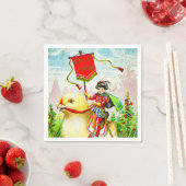 Grappige paasgroeten: ruiter op reusachtige kuiken servet (Insitu)