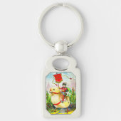 Grappige paasgroeten: ruiter op reusachtige kuiken sleutelhanger (Voorkant)