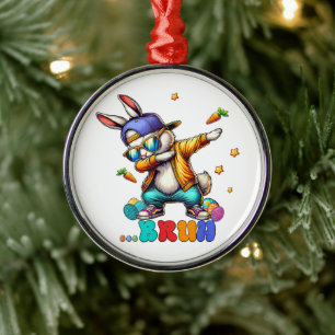 Grappige Paashaas Bruh Dab Metalen Ornament