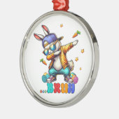 Grappige Paashaas Bruh Dab Metalen Ornament (Links)