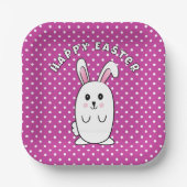 Grappige Paashaas Cartoon Paarse Wit Roze Schattig Papieren Bordje (Voorkant)