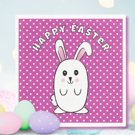 Grappige Paashaas Cartoon Paarse Wit Roze Schattig Servet