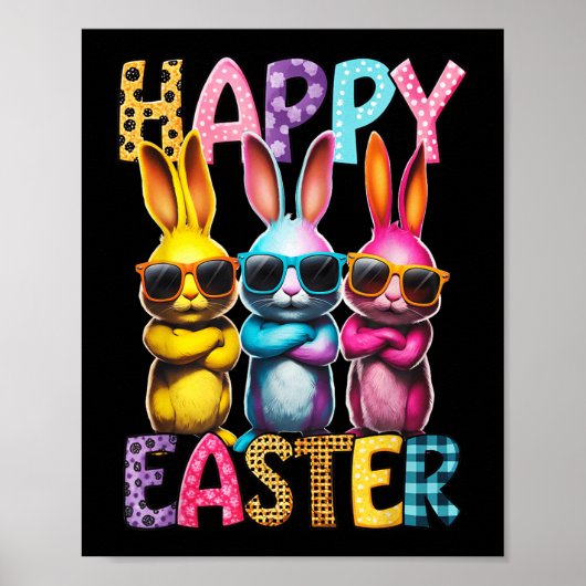 Grappige Paashaas Cool Bunnies Happy Easter Kinder Poster (Voorkant)