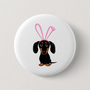 Grappige Paashaas Hond Zwart En Bruine Dachshund T Ronde Button 5,7 Cm