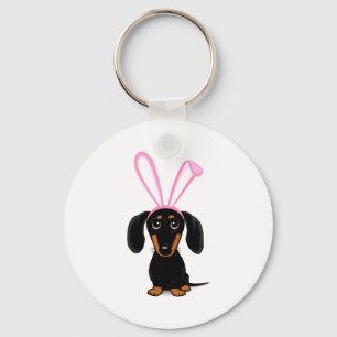 Grappige Paashaas Hond Zwart En Bruine Dachshund T Sleutelhanger