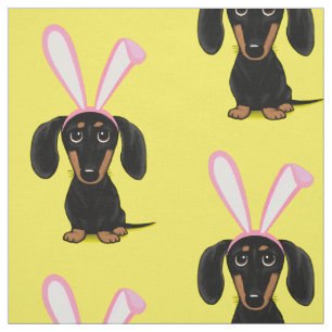 Grappige paashaas hond zwart en tan taaischund stof