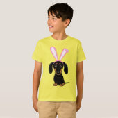 Grappige paashaas hond zwart en tan taaischund t-shirt (Voorkant volledig)