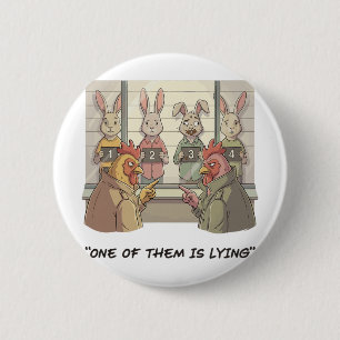 Grappige Paashaas - Noir Detective Eierzoeken Humo Ronde Button 5,7 Cm