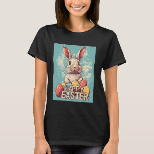 Grappige Paashaas Vintage Retro Paaseieren Pasen T-shirt