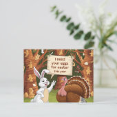 Grappige paashaas vraagt Thanksgiving kalkoeneiere Briefkaart (Staand voorkant)