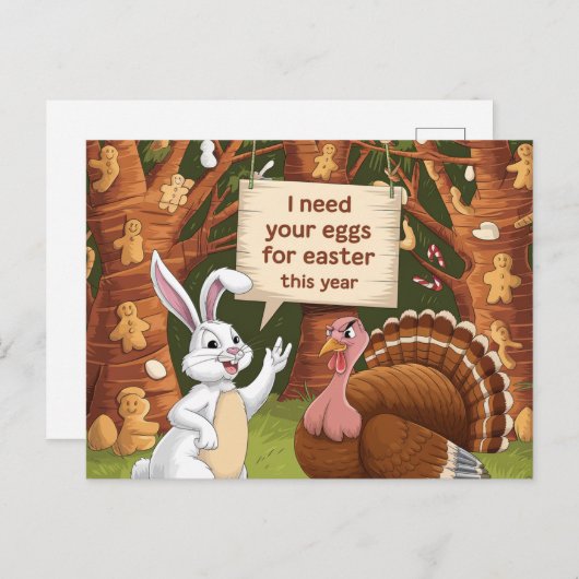 Grappige paashaas vraagt Thanksgiving kalkoeneiere Briefkaart (Voorkant / Achterkant)