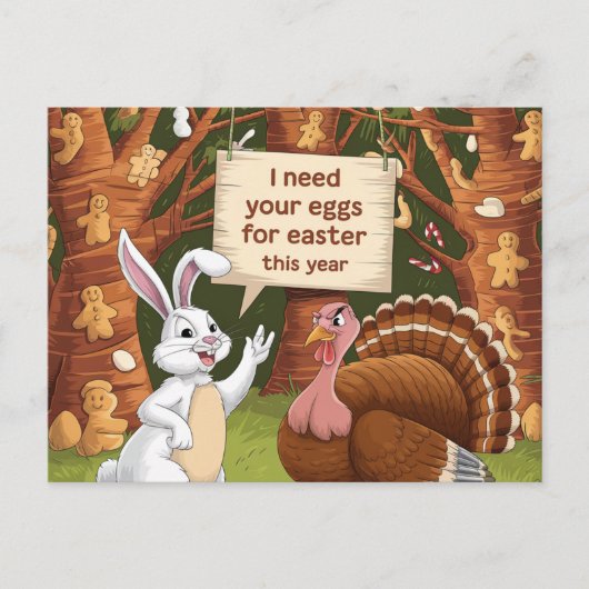 Grappige paashaas vraagt Thanksgiving kalkoeneiere Briefkaart (Voorkant)