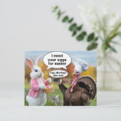 Grappige paashaas vraagt Thanksgiving kalkoeneiere Briefkaart (Staand voorkant)