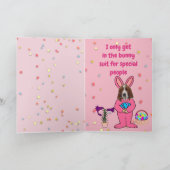 Grappige paashond met Basset Hound in "Bunny Suit" Feestdagen Kaart (Binnen)