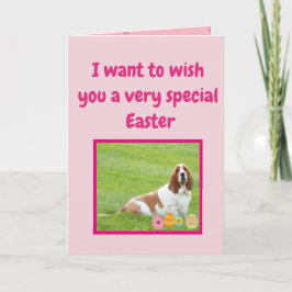 Grappige paashond met Basset Hound in "Bunny Suit" Feestdagen Kaart