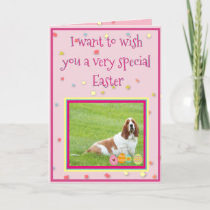 Grappige paashond met Basset Hound in "Bunny Suit" Feestdagen Kaart