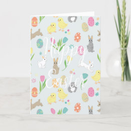 Grappige paaskaart met konijntjes en eieren feestdagen kaart