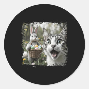 Grappige Paaskat Selfie met Paashaas Volwassenen K Ronde Sticker