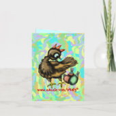 Grappige paaskip en konijntjes uitnodigingskaart (Achterkant)