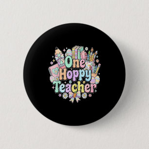 Grappige paasklas leraar één hoppende leraar  ronde button 5,7 cm