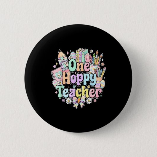 Grappige paasklas leraar één hoppende leraar ronde button 5,7 cm (Voorkant)