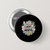 Grappige paasklas leraar één hoppende leraar ronde button 5,7 cm (Voorkant /achterkant)