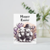 Grappige  paaslammeren in kostuums briefkaart (Staand voorkant)