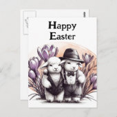Grappige  paaslammeren in kostuums briefkaart (Voorkant / Achterkant)