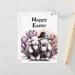 Grappige  paaslammeren in kostuums briefkaart