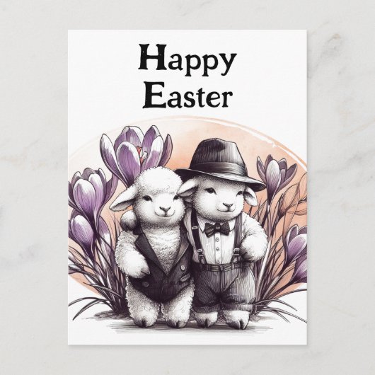 Grappige  paaslammeren in kostuums briefkaart (Voorkant)