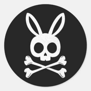 Grappige Paaspirate Jolly Roger Bunny Schedel Koni Ronde Sticker