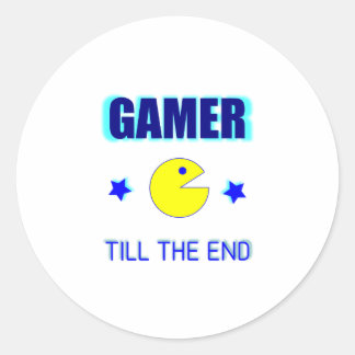 Grappige Pac-Man-gamer tot het einde - Retro gamen Ronde Sticker