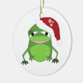 Grappige Pad in een Kerstman Hoed Keramisch Ornament (Links)
