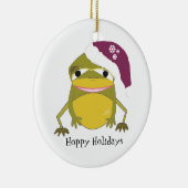 Grappige Pad in een Kerstman Hoed Keramisch Ornament (Rechts)