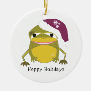 Grappige Pad in een Kerstman Hoed Keramisch Ornament