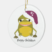 Grappige Pad in een Kerstman Hoed Keramisch Ornament (Links)